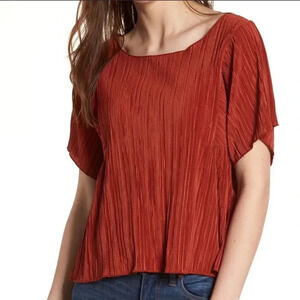 Madewell Texture & Thread Micropleat Top in Rusty Torch